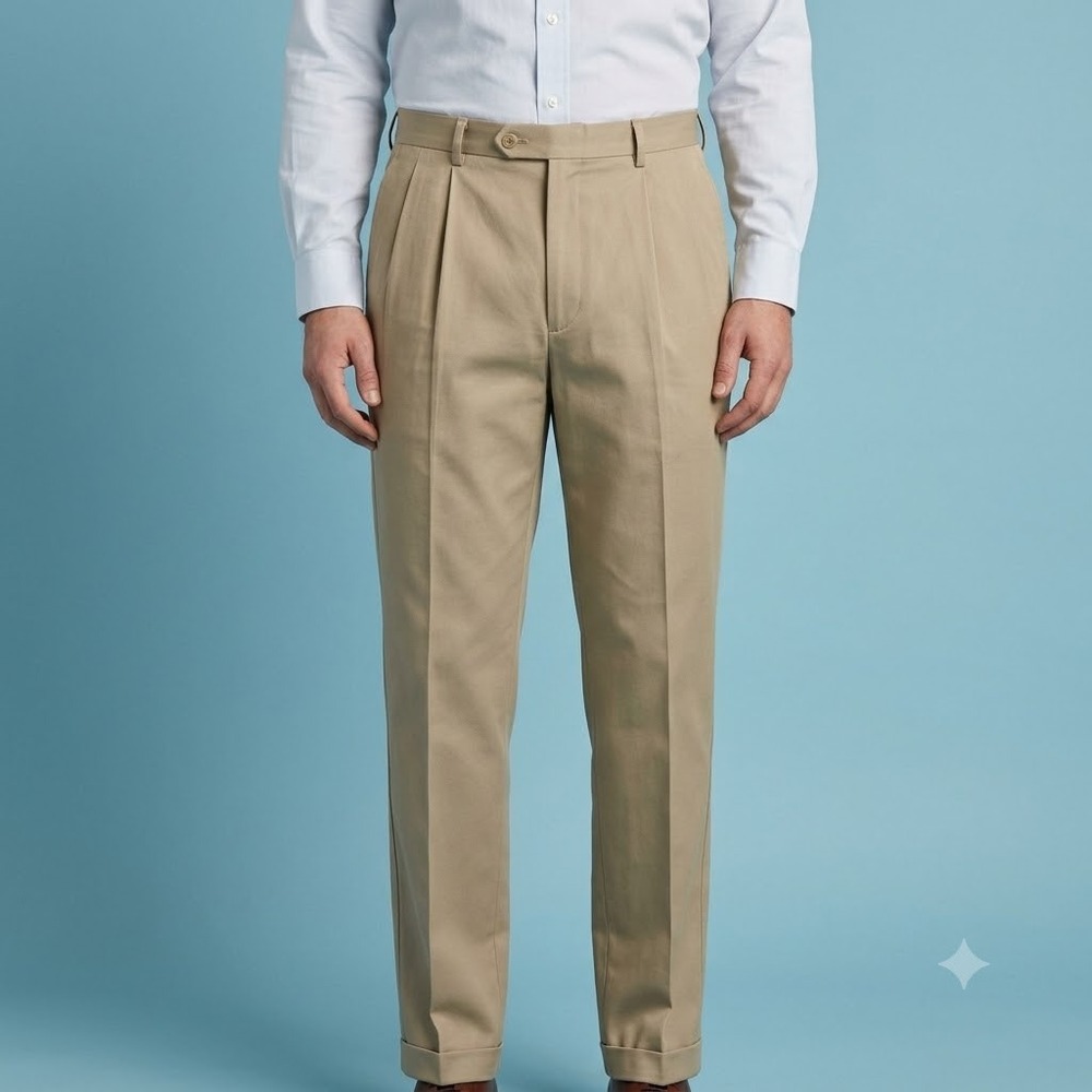 Jos. A. Bank Executive Pants Men's 40L Tan Khaki Traditional Fit‎ Pleated Slacks